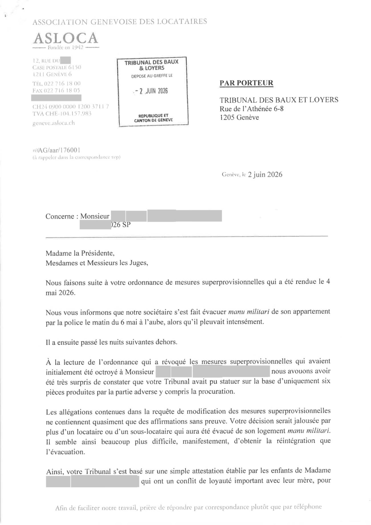 Lettre du conseil de la partie adverse, cessation d'occuper, page 2