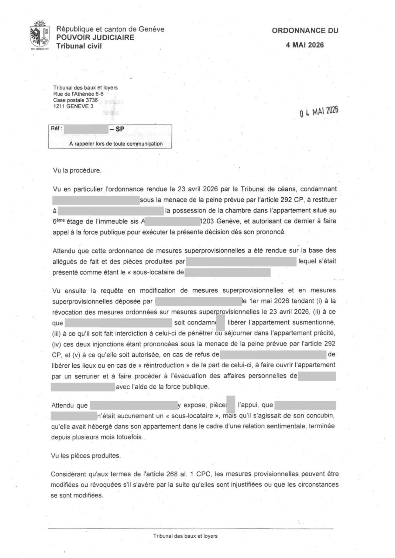 Ordonnance du 4 mai révoquant les mesures, page 1