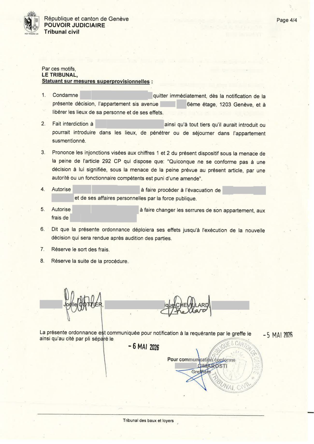 Ordonnance du Tribunal de première instance du 5 mai, page 4
