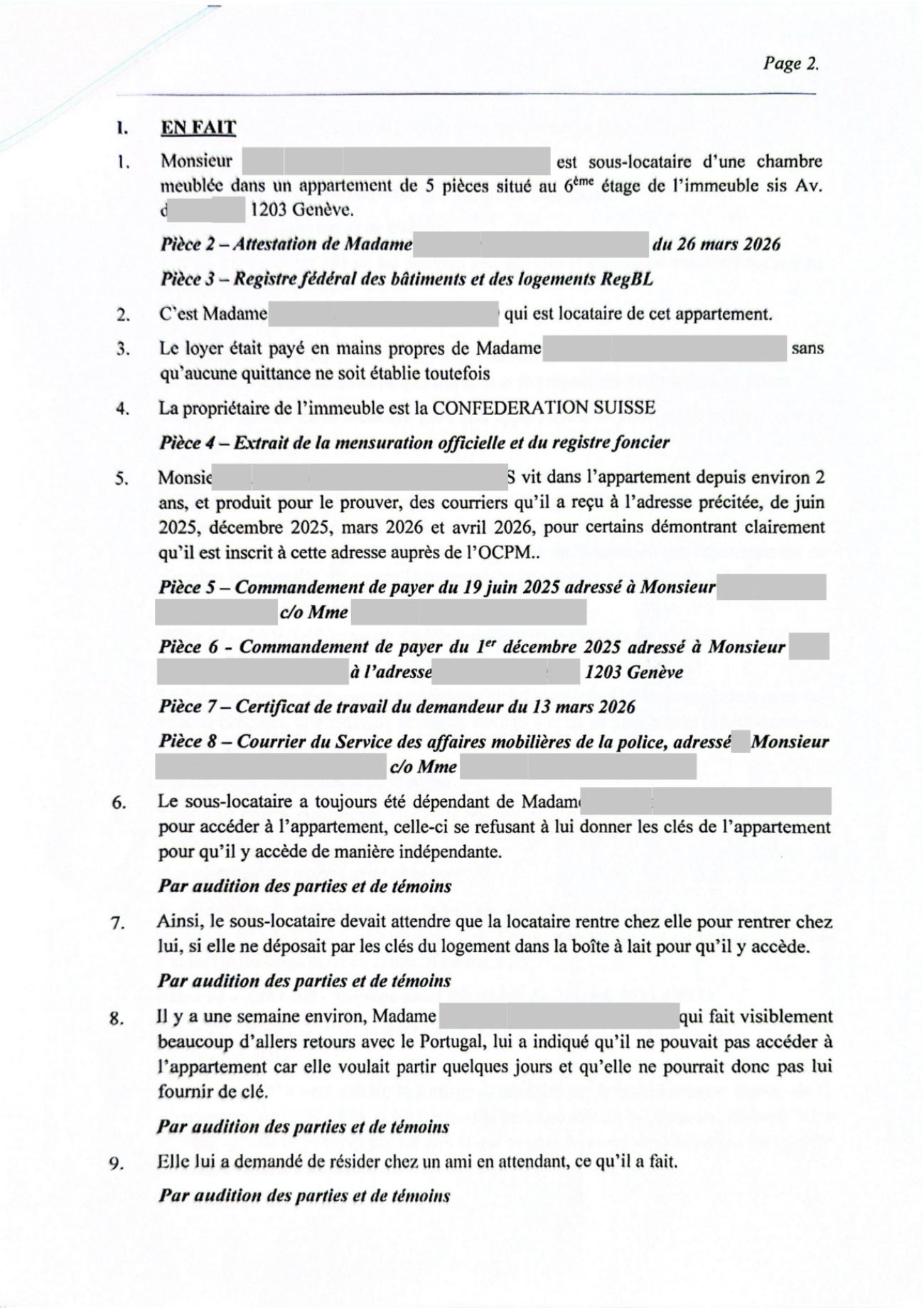 Requête de mesures superprovisionnelles de la partie adverse, et son chargé de pièces, page 2