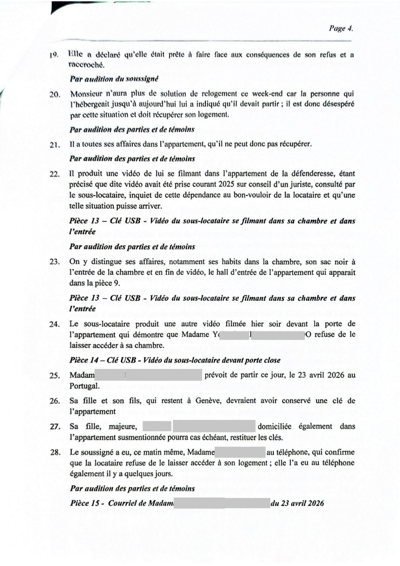 Requête de mesures superprovisionnelles de la partie adverse, et son chargé de pièces, page 4