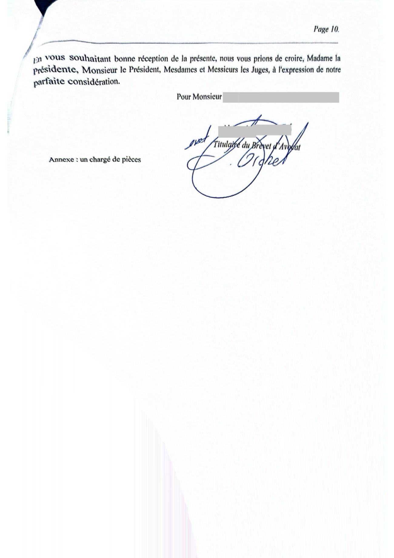 Requête de mesures superprovisionnelles de la partie adverse, et son chargé de pièces, page 10