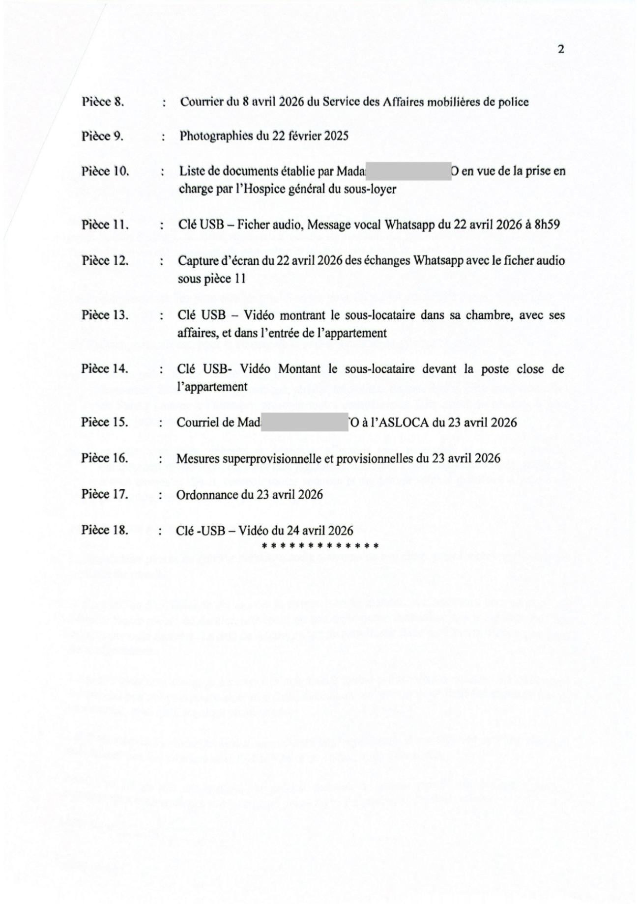 Requête de mesures superprovisionnelles de la partie adverse, et son chargé de pièces, page 12