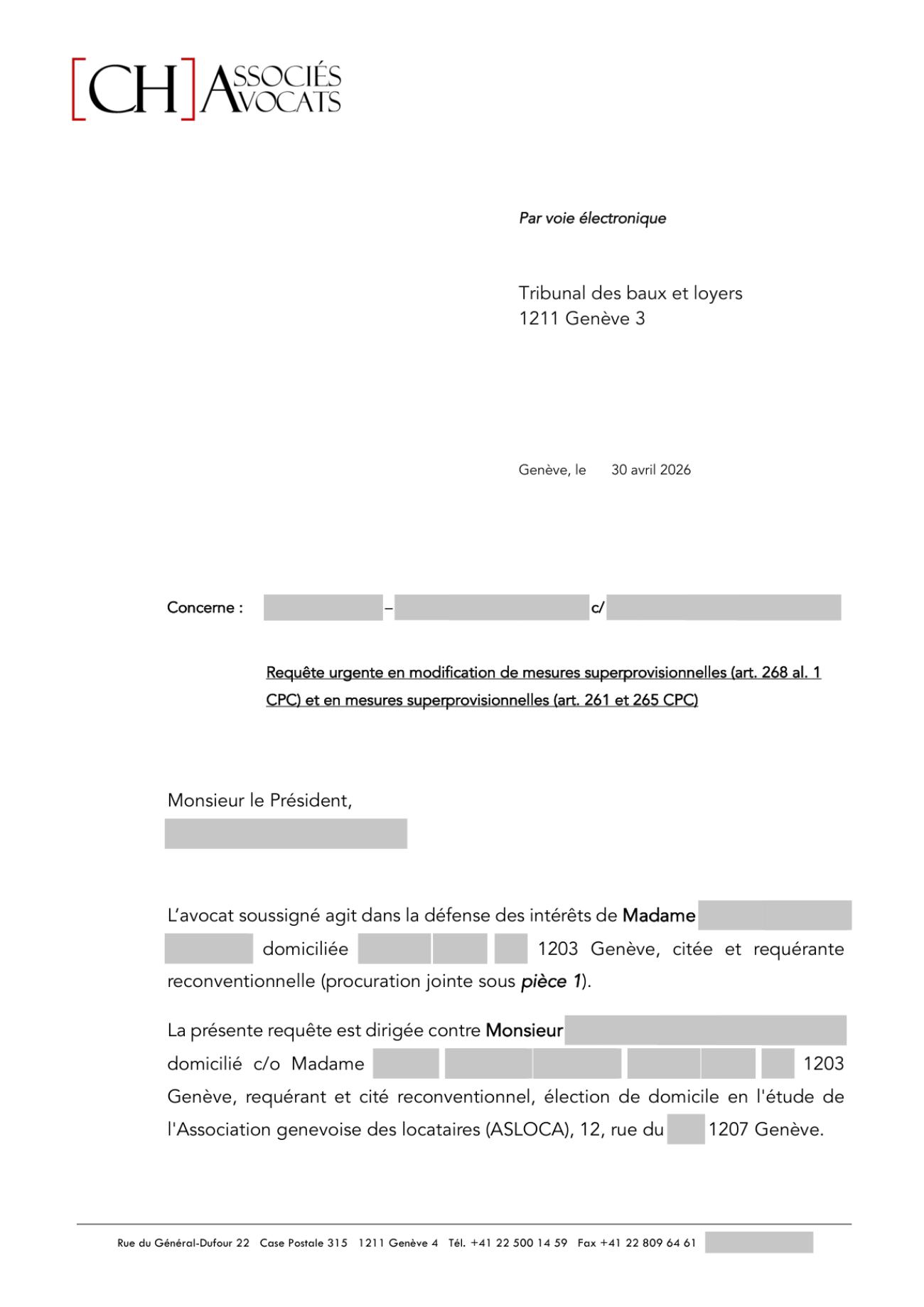 Notre requête en modification des mesures superprovisionnelles, page 1