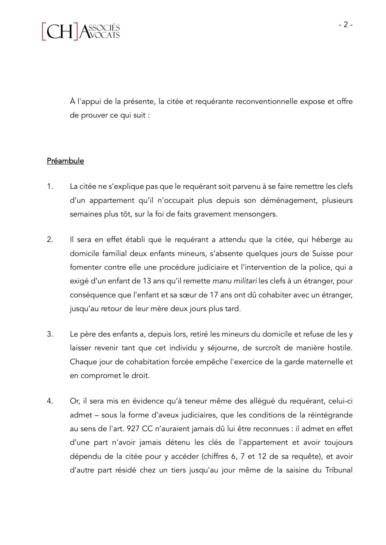 Notre requête en modification des mesures superprovisionnelles, page 2
