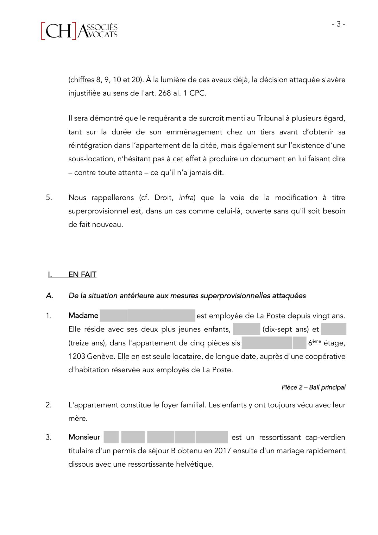 Notre requête en modification des mesures superprovisionnelles, page 3