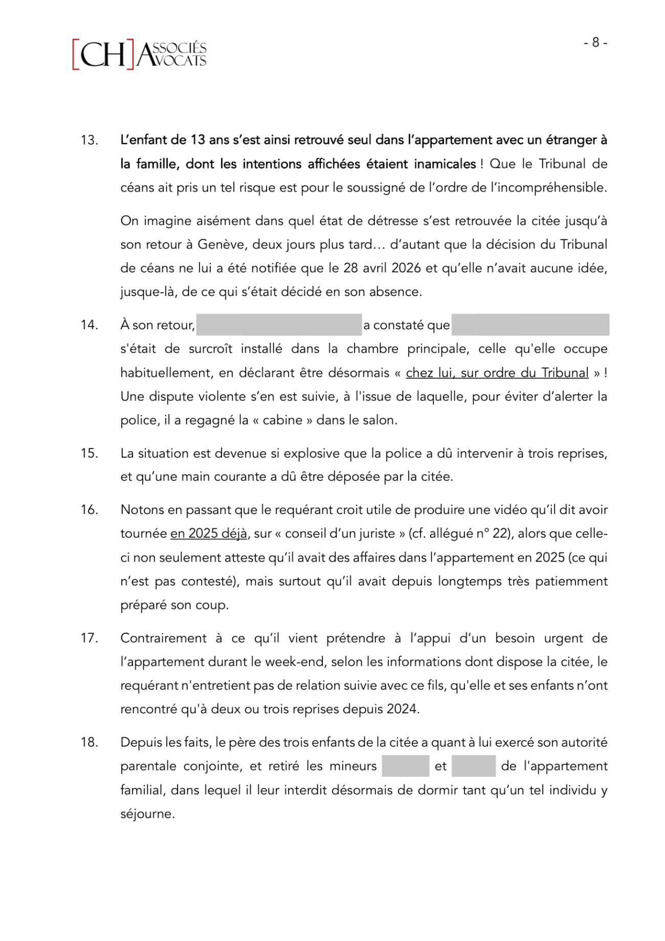 Notre requête en modification des mesures superprovisionnelles, page 8
