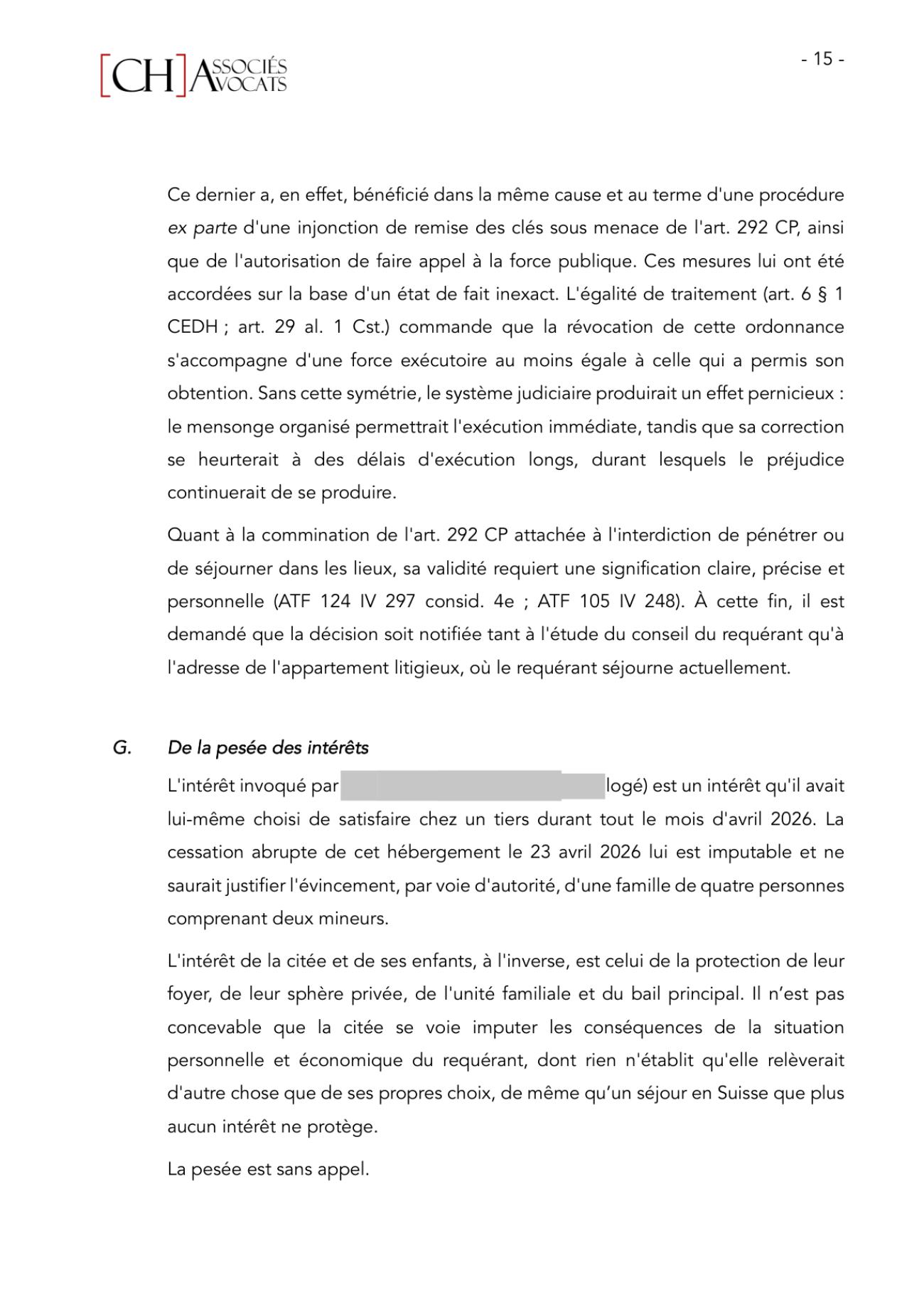 Notre requête en modification des mesures superprovisionnelles, page 15