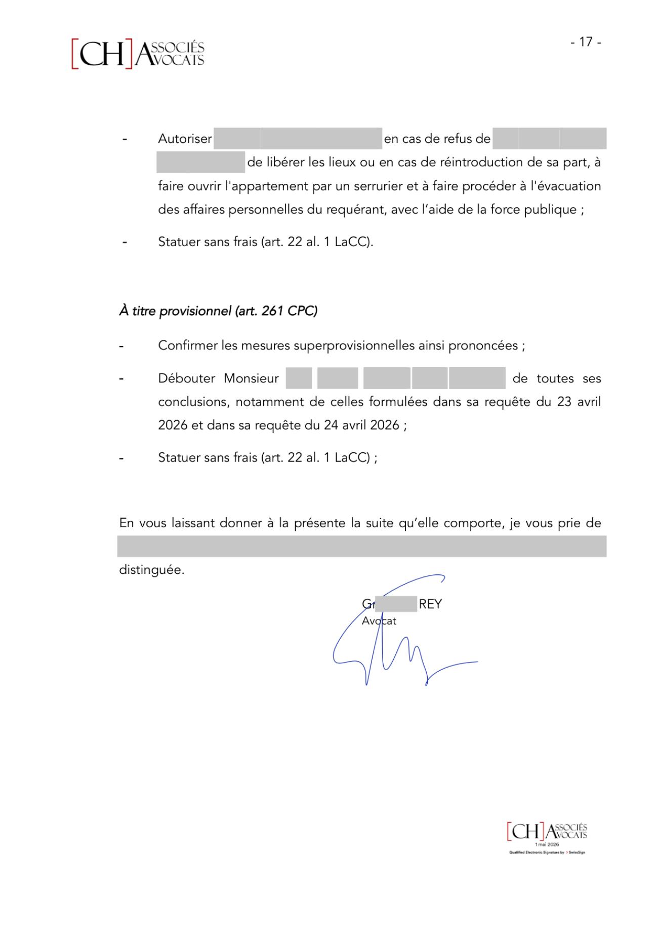 Notre requête en modification des mesures superprovisionnelles, page 17