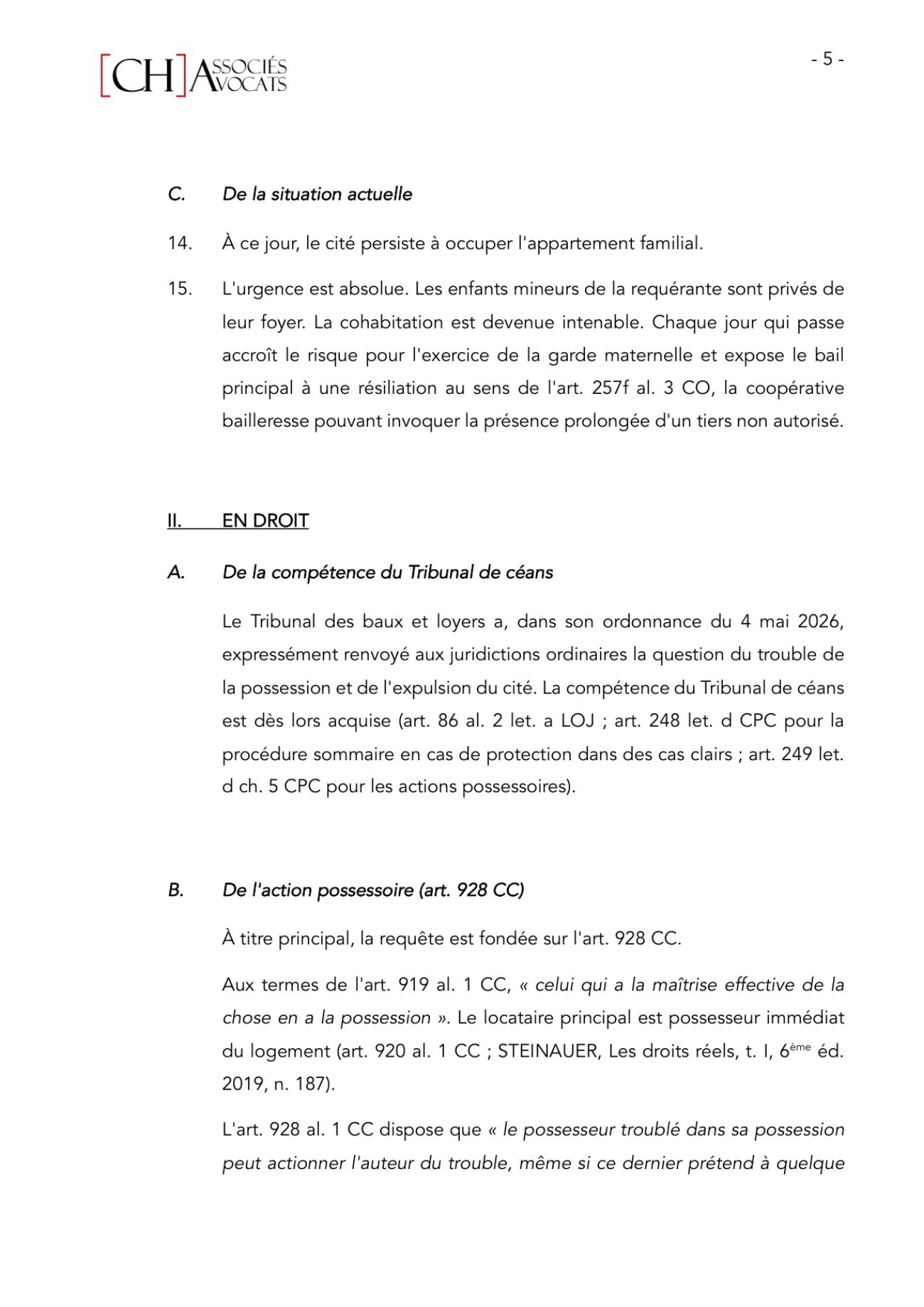 Notre requête de mesures provisionnelles urgentes au Tribunal de première instance, page 5