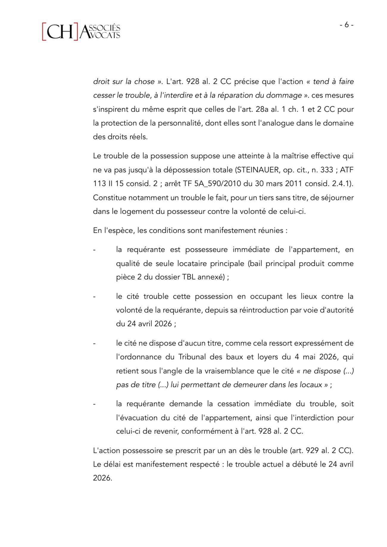 Notre requête de mesures provisionnelles urgentes au Tribunal de première instance, page 6