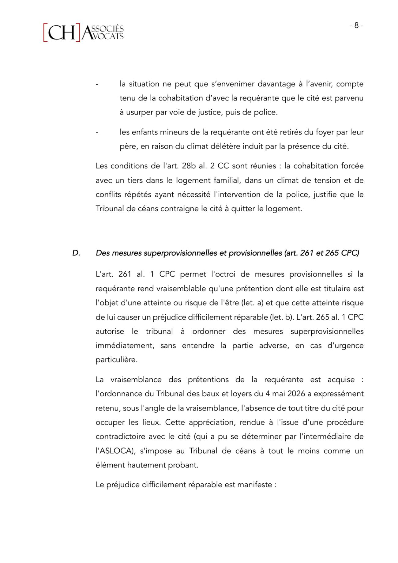 Notre requête de mesures provisionnelles urgentes au Tribunal de première instance, page 8