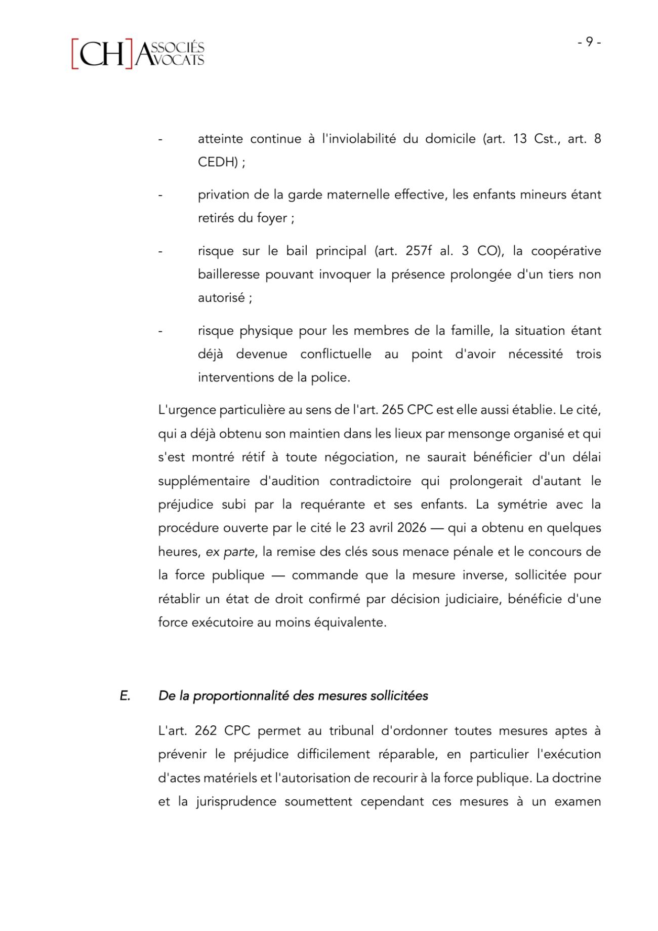 Notre requête de mesures provisionnelles urgentes au Tribunal de première instance, page 9