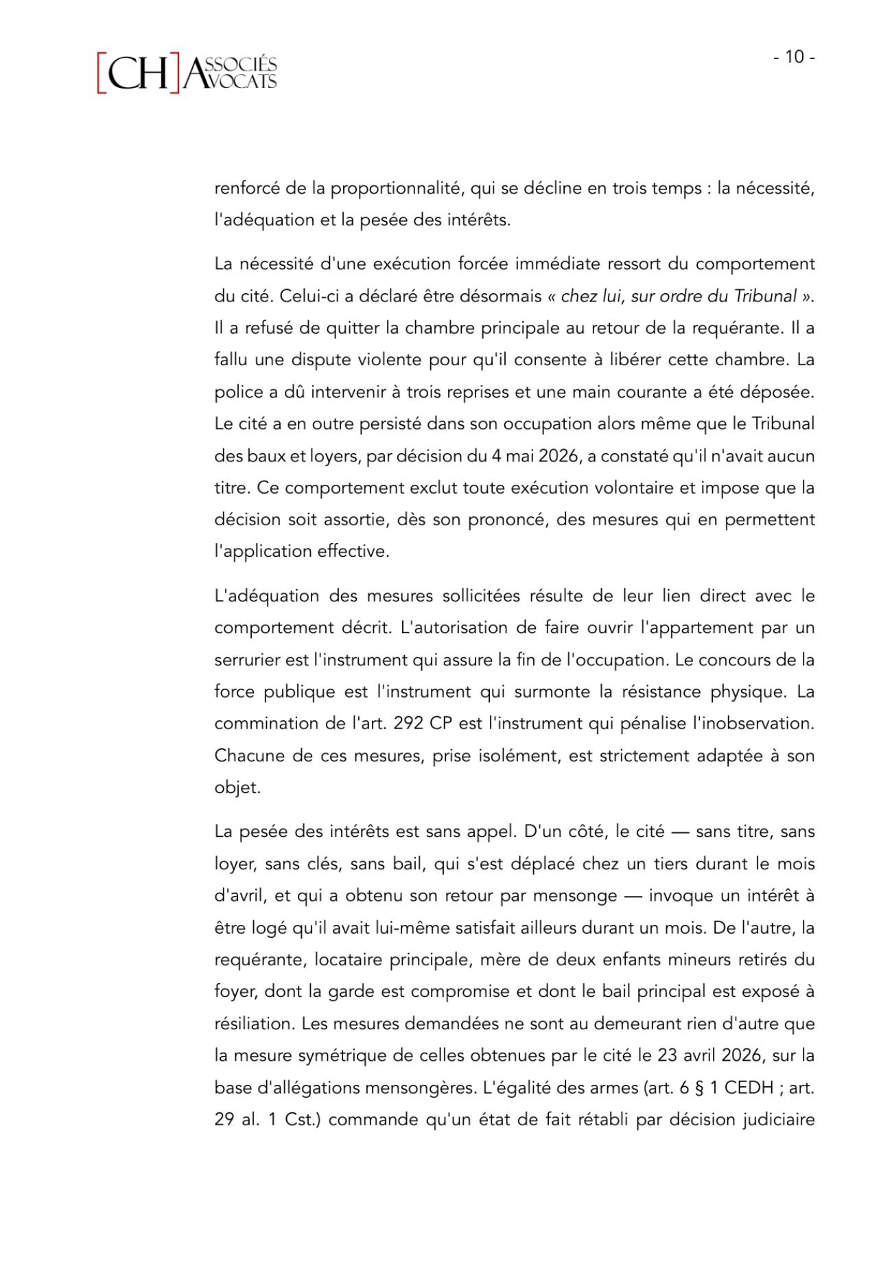 Notre requête de mesures provisionnelles urgentes au Tribunal de première instance, page 10
