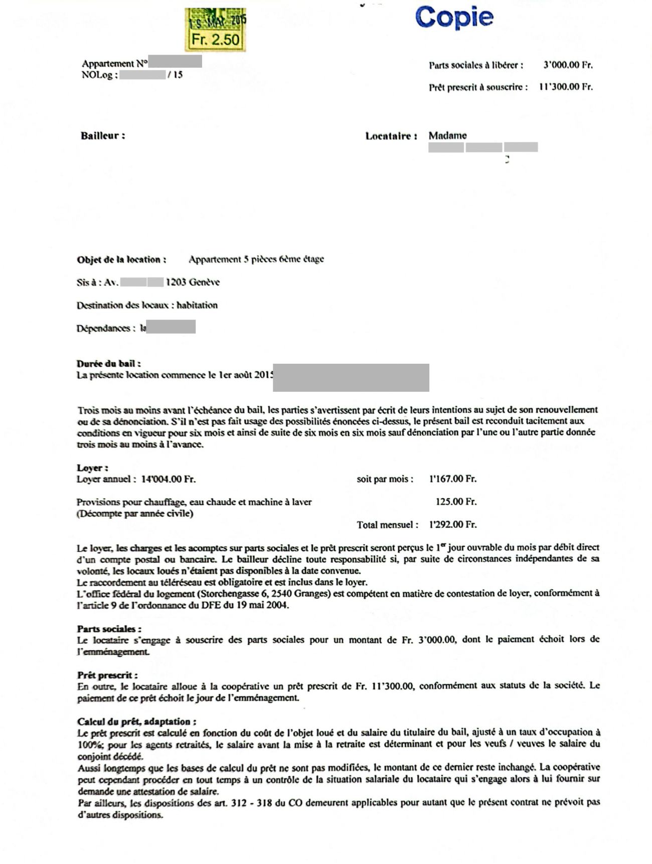 Le bail principal de Maria, page 1