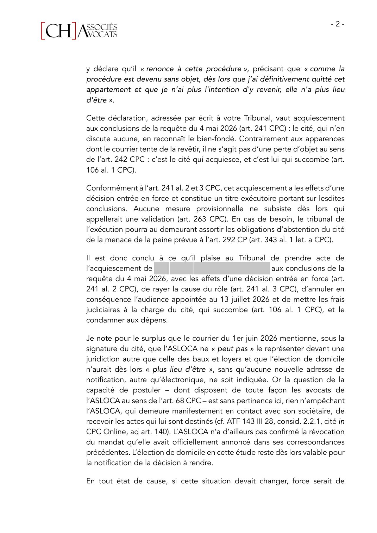 Notre courrier au Tribunal de première instance, page 2